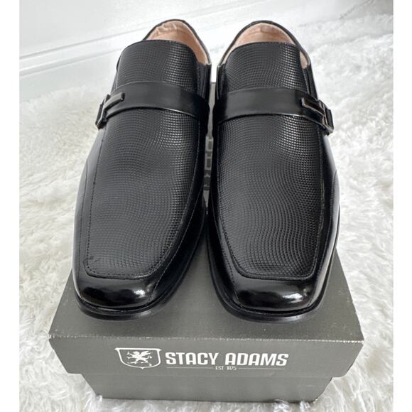 NIB 1990s Stacy Adams Beau Black Leather Monk Strap Dress Shoes Size 9M - Picture 7 of 14